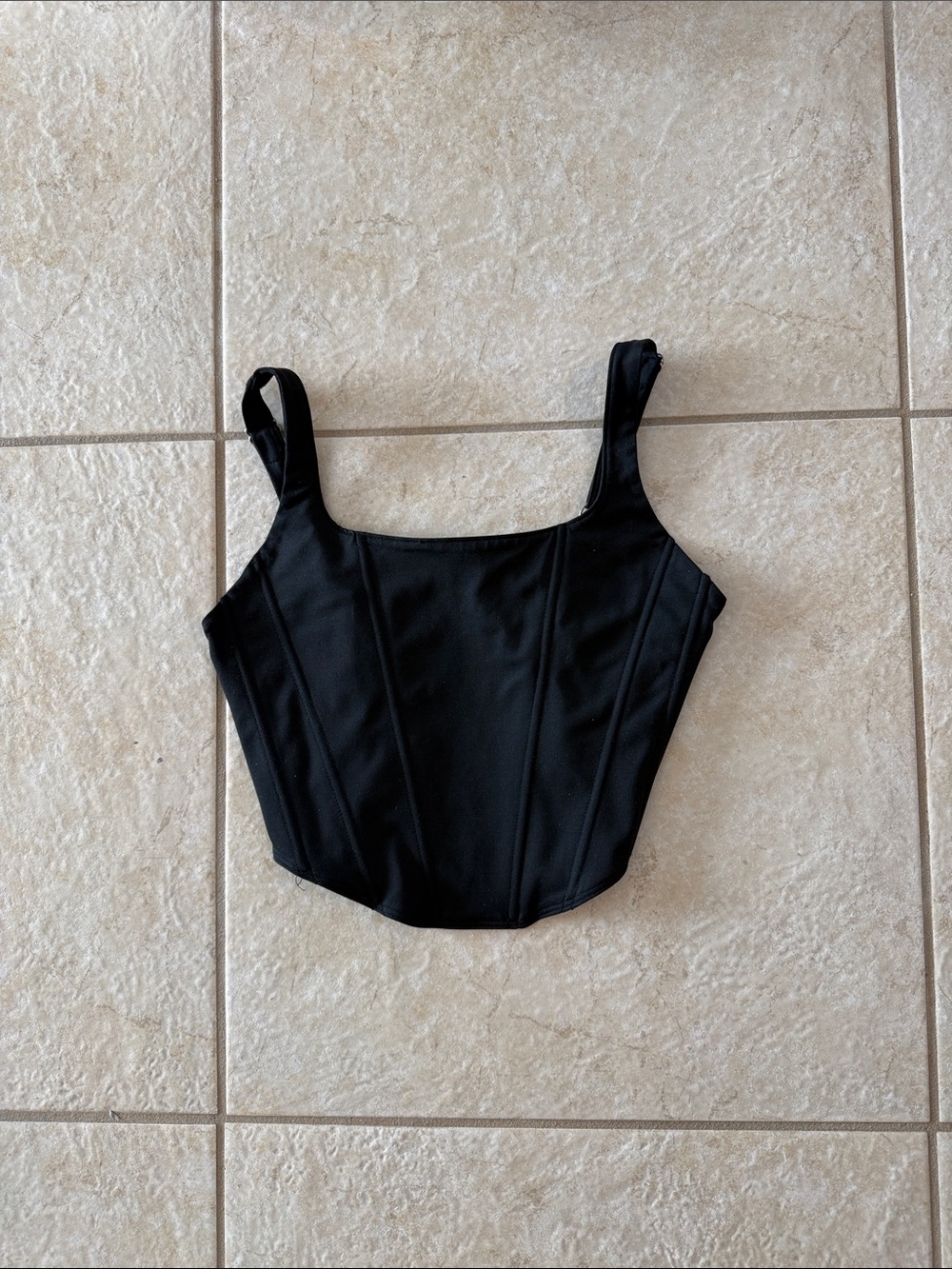 ReoRia Black Zippered Corset Crop Top